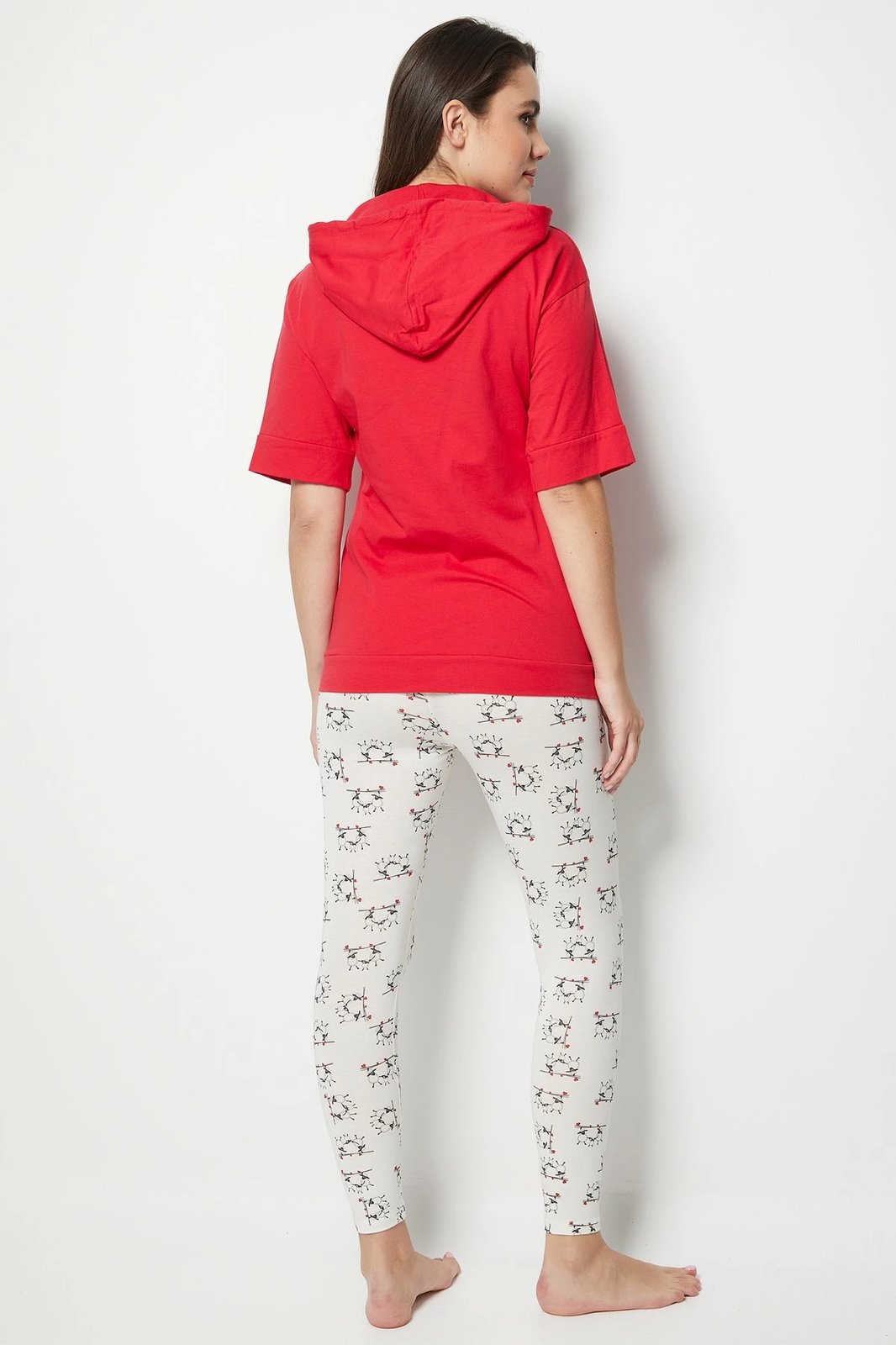 Set pizhamash për gra, ngjyrë e kuqe e errët, Jumeon 002-000501