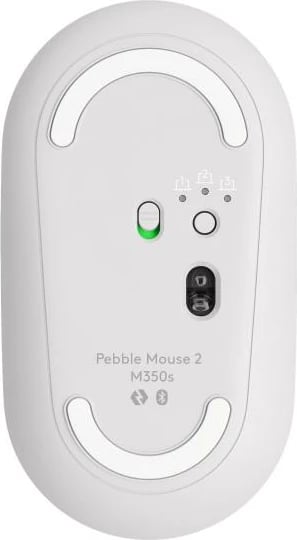 Maus Logitech Pebble Mouse 2 M350s 910-007013 Bluetooth Wireless, Easy-Switch 3 pajisje, Silent Touch, i bardhë