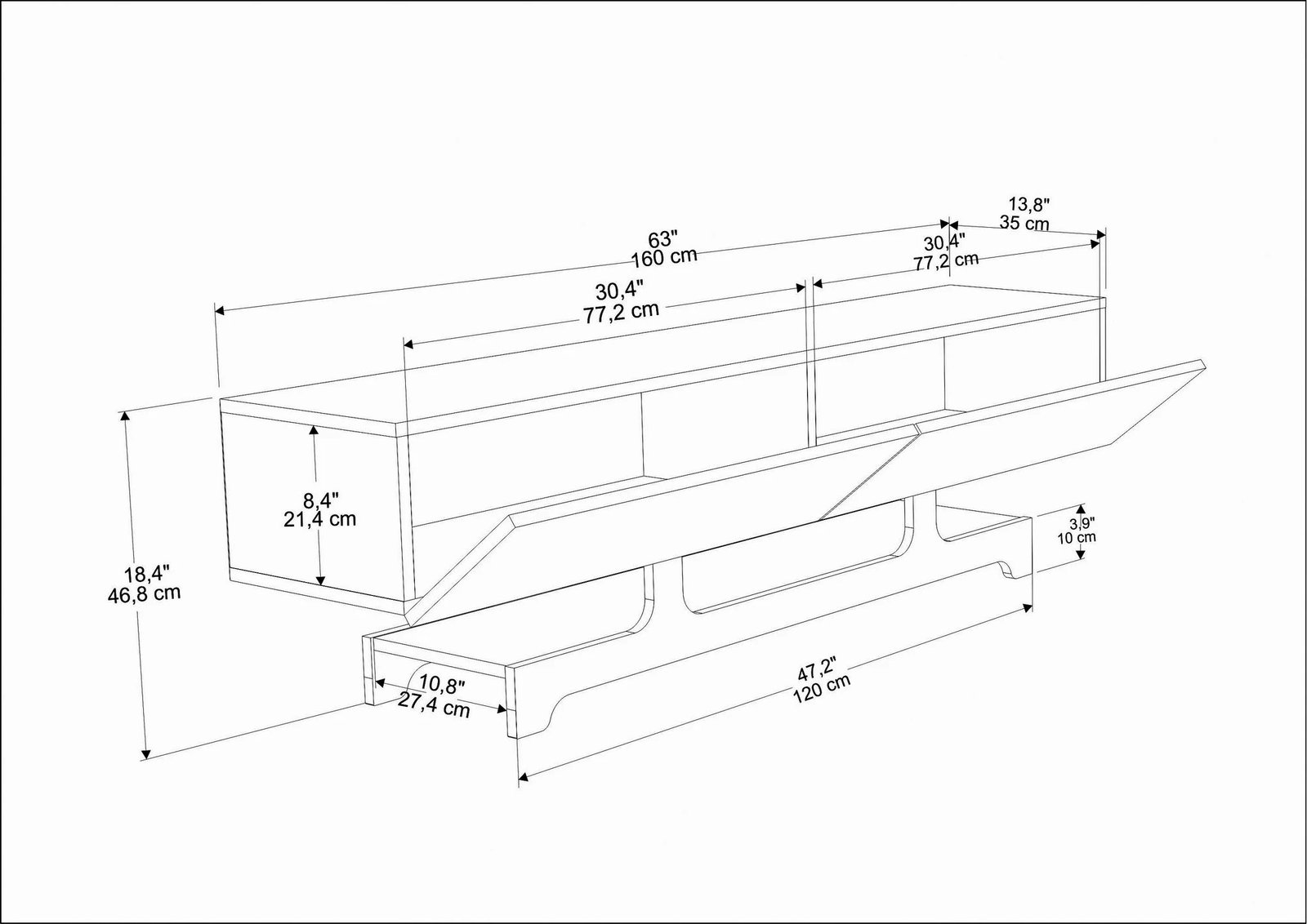 Komodë TV Skye Decor, ngjyrë lisi Sapphire Oak