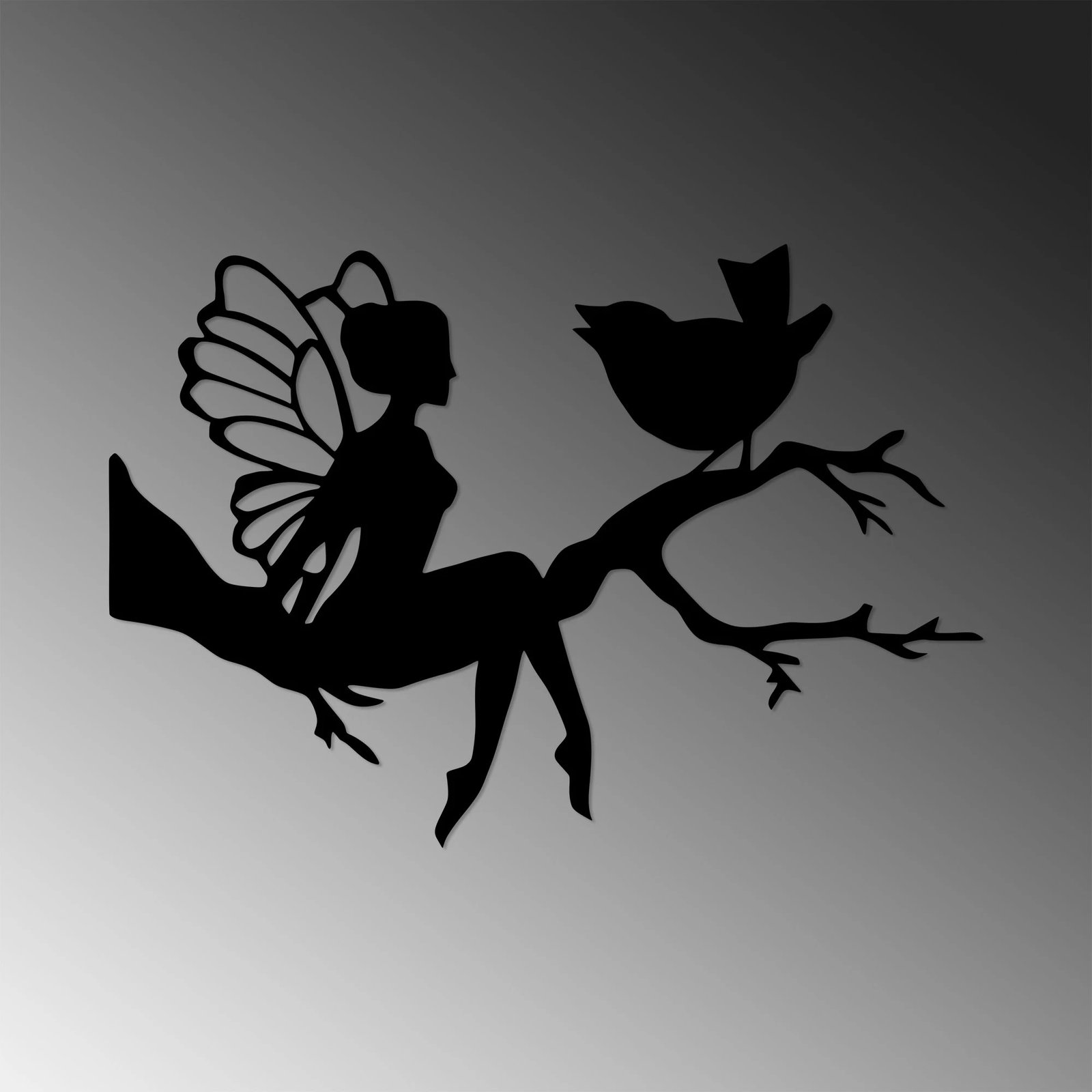 Aksesor dekorativ metalik për mur, Wallity, zanë, 70x48cm