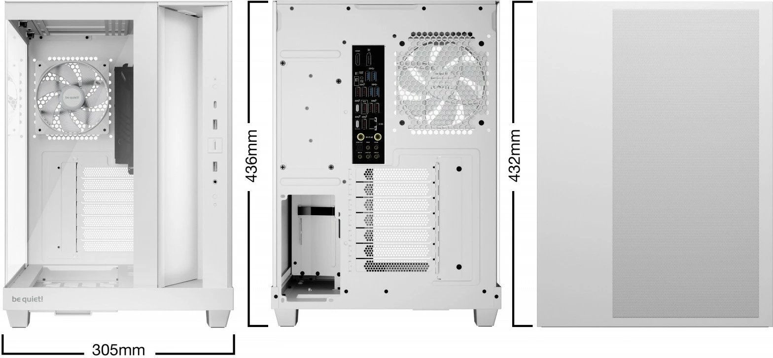 Kasë, be quiet!, Light Base 500 LX BGW86, Midi Tower ATX me ARGB dhe 4x120mm flladura, USB-C, e bardhë