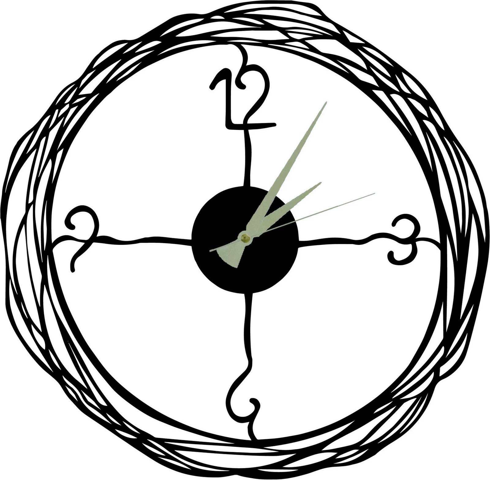 Orë muri dekorative prej metali, Wallity, model Winding, e zezë, 50x50cm