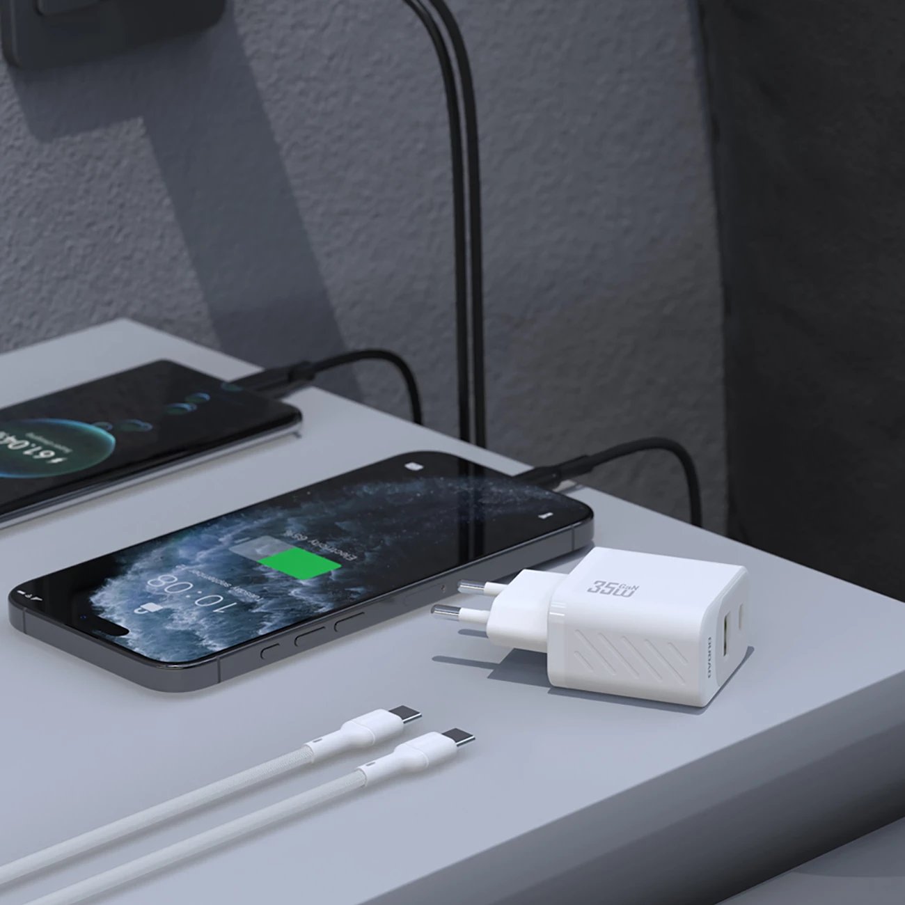 Karikues muri Dudao A27 MaxC me kabllo USB-C, 35W, Bardhë