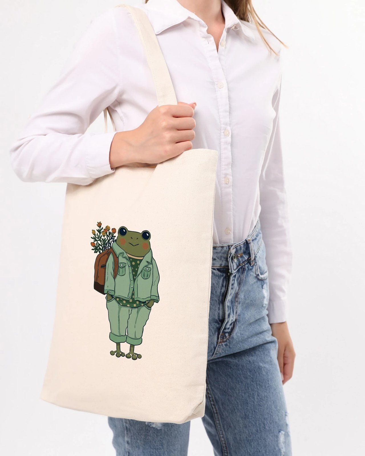 Tote bag Zoozie Bags, krem, 35x40x8cm, model me bretkosë