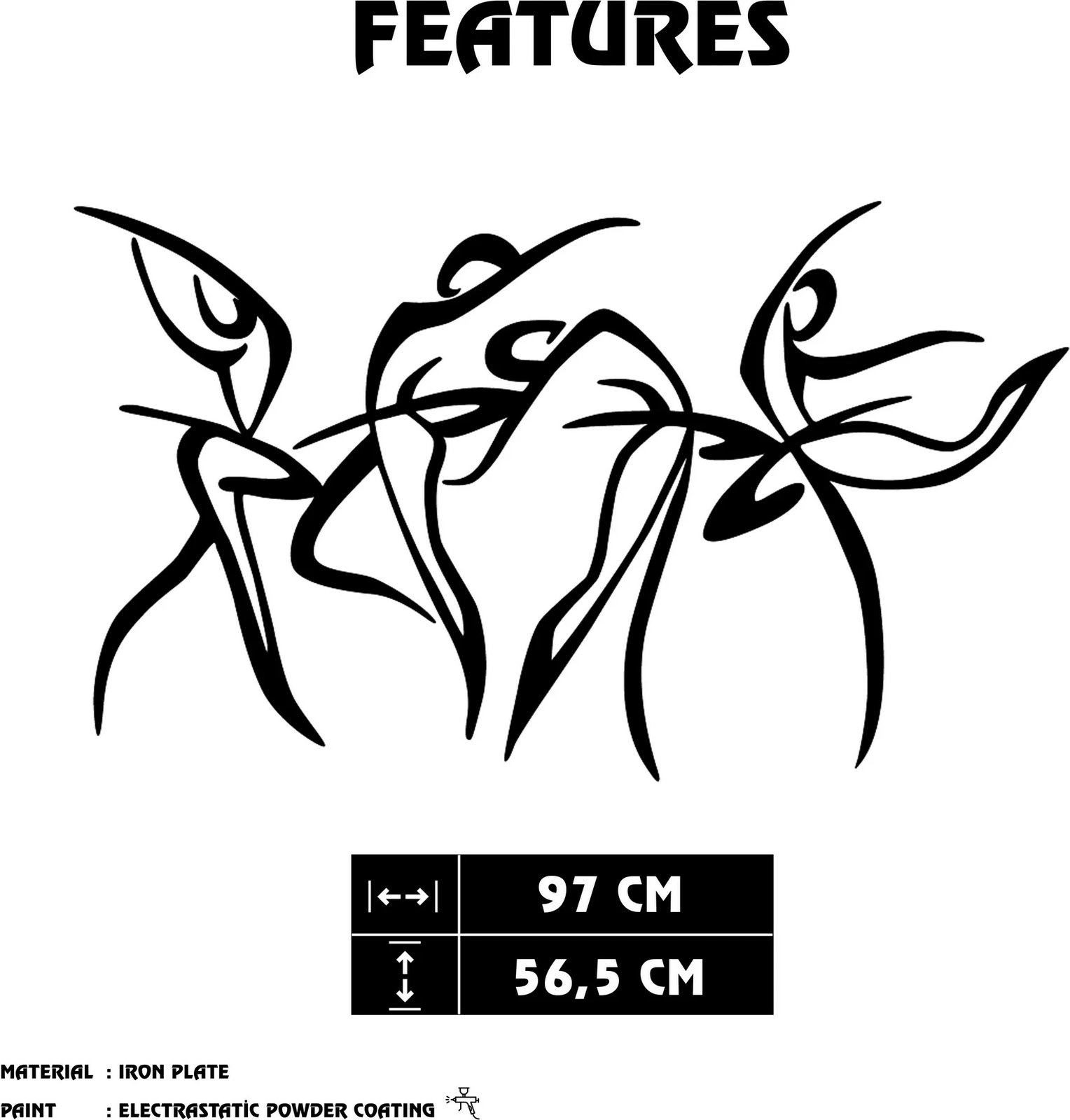 Aksesor dekorativ metalik për mur Wallity, Felicita M, ngjyrë e zezë