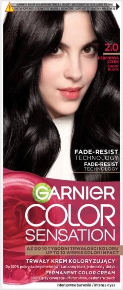 Krem për ngjyrosje flokësh për femra Garnier Color Sensation 2.0 Ebony Black, 1 art