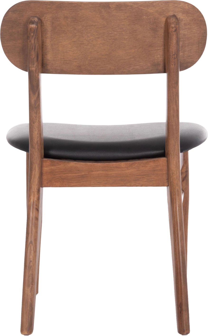 Karrige ngrënieje SEKOR, set 2 cope, dru kauçuku, ngjyrë arre, ulëse lëkurë sintetike e zezë, 51x48x79cm