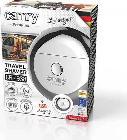 Makinë rroje udhëtimi, Adler, CR 2938, pa kabllo, 2 koka, USB-C, 250mAh, me kabllo karikimi