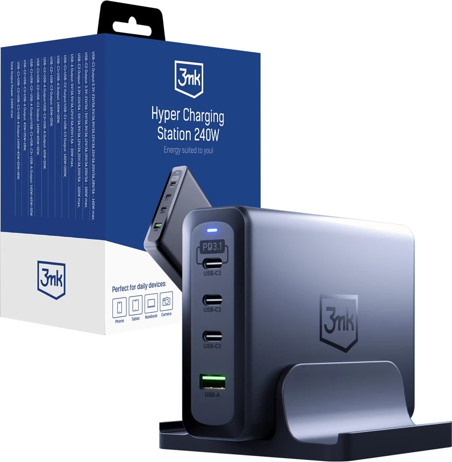 Stacion karikimi 3mk Hyper Charging Station 240W, i zi