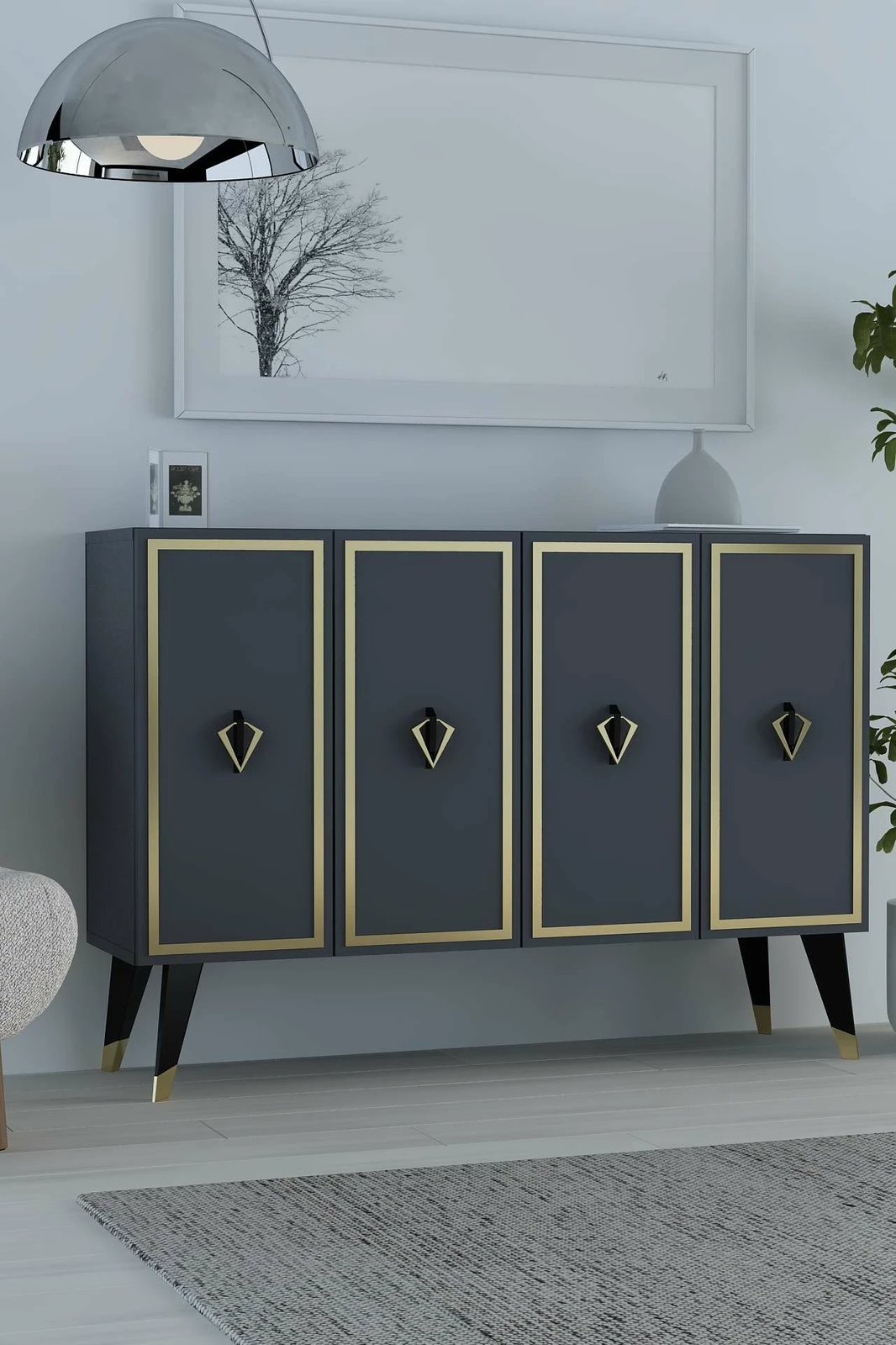 Konsol Skye Decor, anthracite, e zezë, ari, 8175KM-32