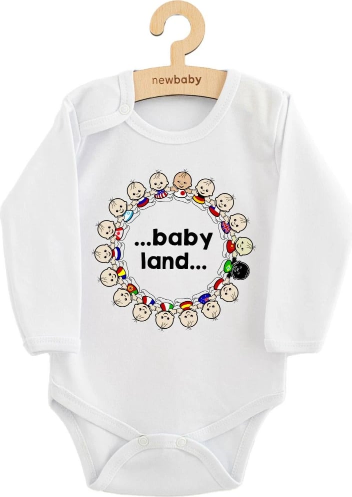 Bodi për bebe NEW BABY me mëngë të gjata, pambuk 100%, madhësia 86 (12-18m), e bardhë