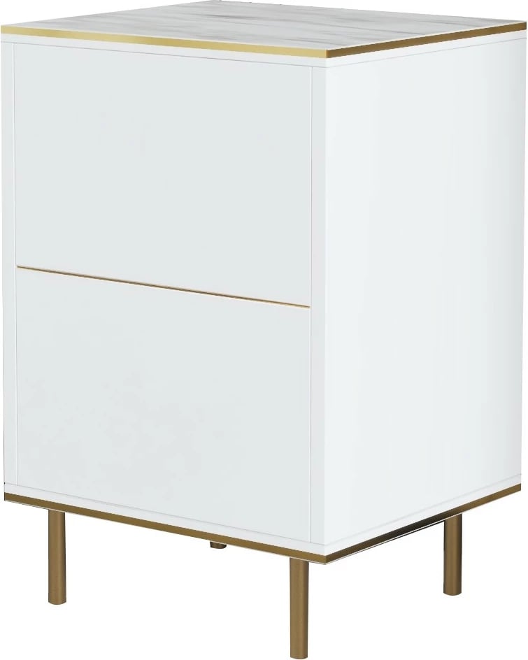 Komodinë Hanah Home, pamje mermeri, e bardhë