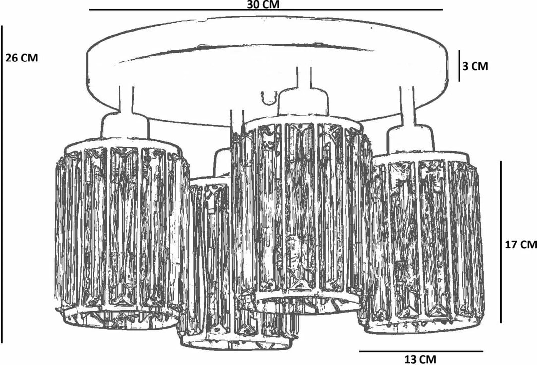 Llambadar Opviq, 9013-4, metal e xham, ngjyrë e zezë