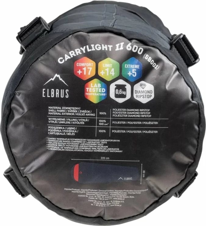 Çantë për fjetje Elbrus Carrylight II 600, gri/argjendtë