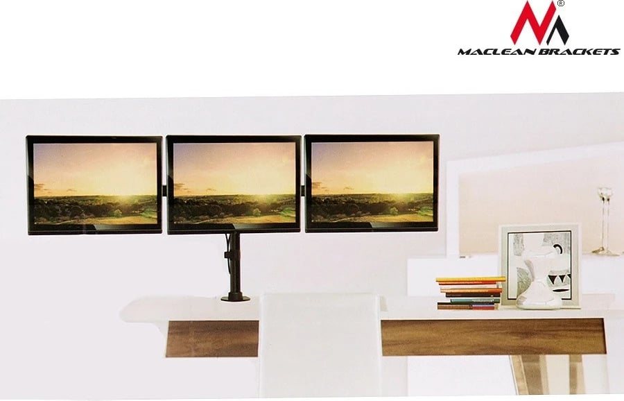 Mbajtës tavoline për 3 monitorë Maclean MC-691, 13"-27", ngjyrë e zezë
