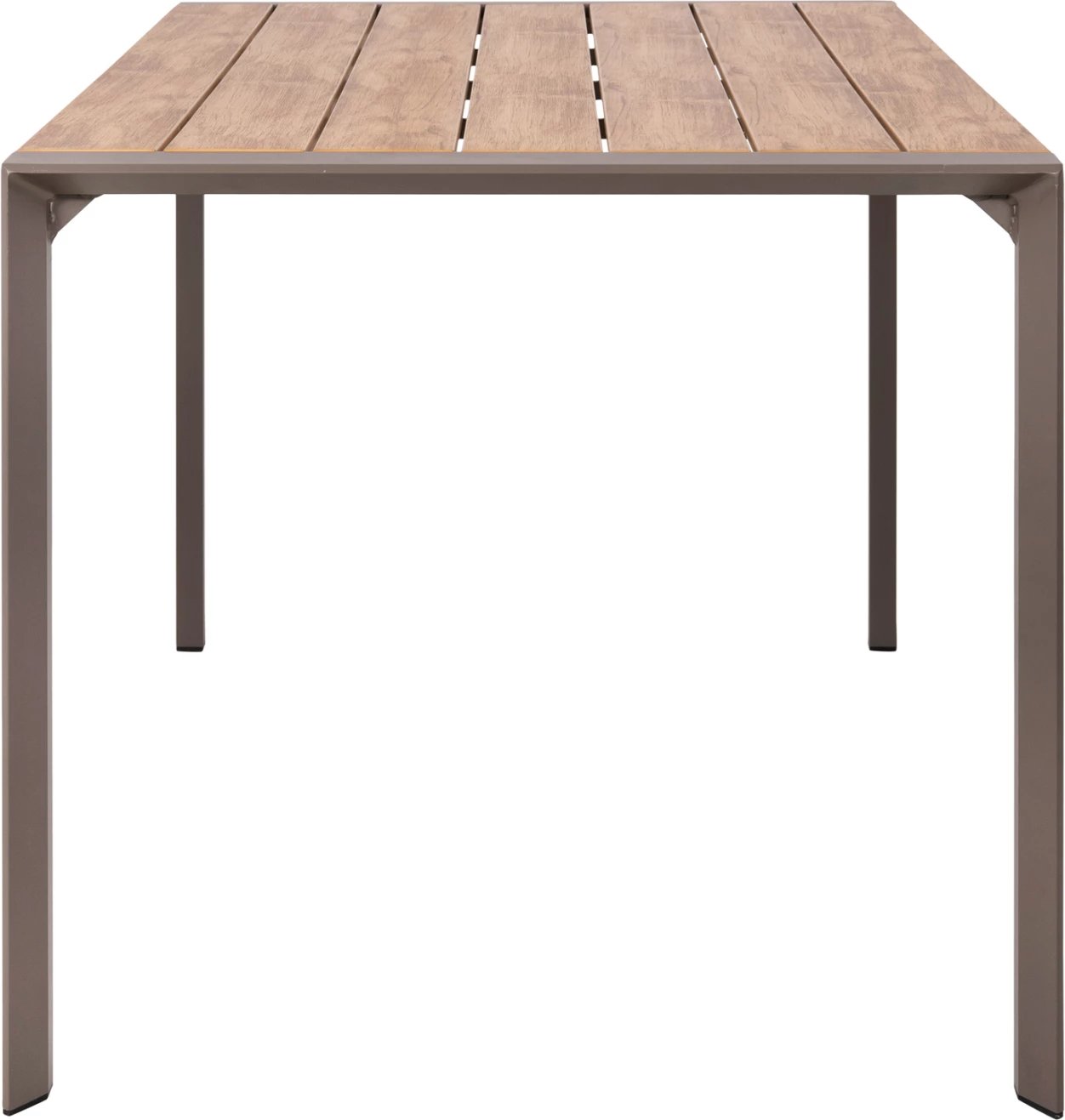 Tavolinë ngrënieje për jashtë GOYA, alumini, ngjyrë shampanjë & sipërfaqe tavoline polywood, 160x80x75 cm