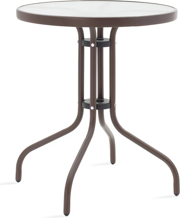 Tavolinë me karrige Watson-Calan set prej 3 copash metal-textilene kafe D60x70cm