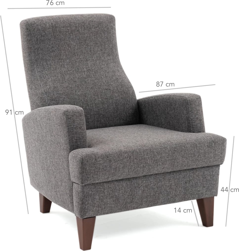 Karrige bergere Wing, ngjyrë gri e errët, Atelier del Sofa