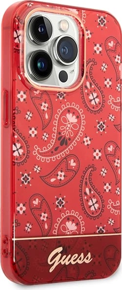 Mbështjellës Guess GUHCP14LHGBNHR për iPhone 14 Pro 6.1", Bandana Paisley, Kuq