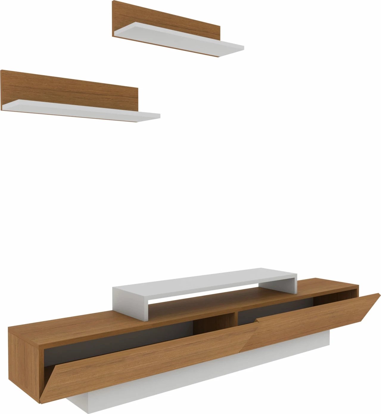 Komodë TV Skye Decor, Lusi, e bardhë dhe dru tik