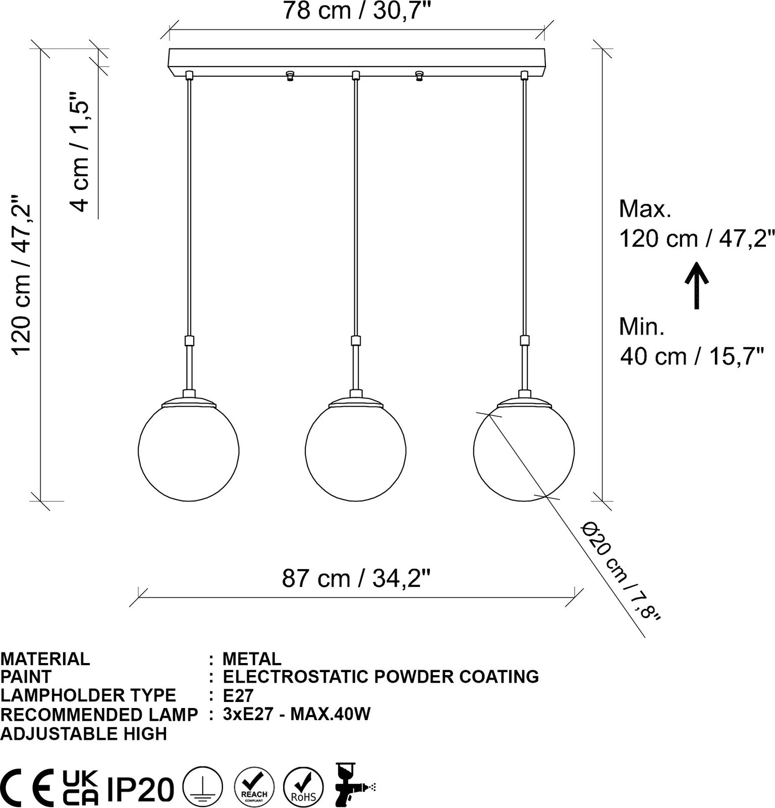 Llambë tavani Opviq Orbital, ngjyrë ari, 87x20x120cm
