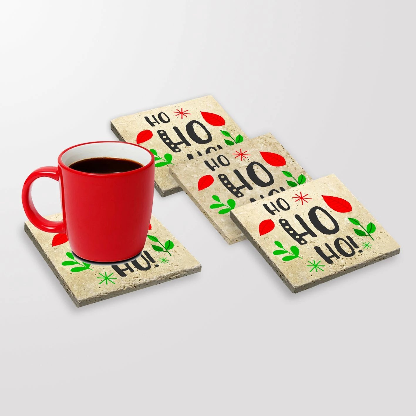 Set 4 copë mbrojtëse gotash prej guri natyral, shumëngjyrëshe, Hermia, TBA12238