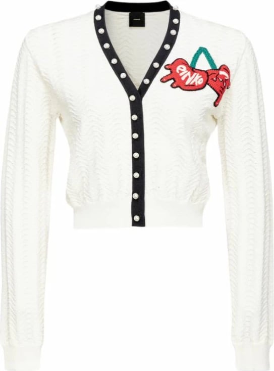 Kardigan i shkurtë për femra Pinko, me qershi të qëndisura