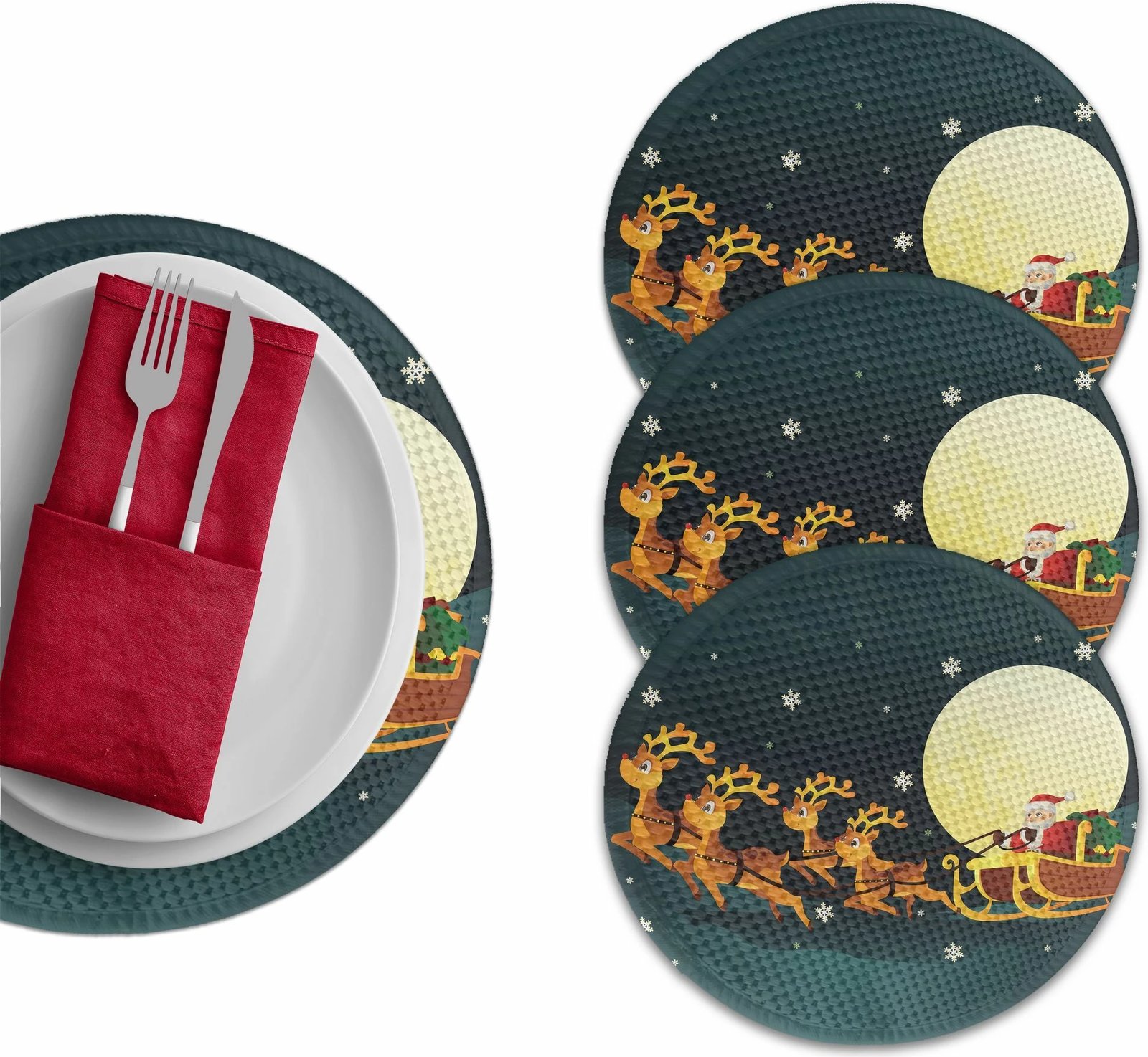 Set 4 copë mbrojtëse tavoline Hermia Concept, model festiv, 37cm