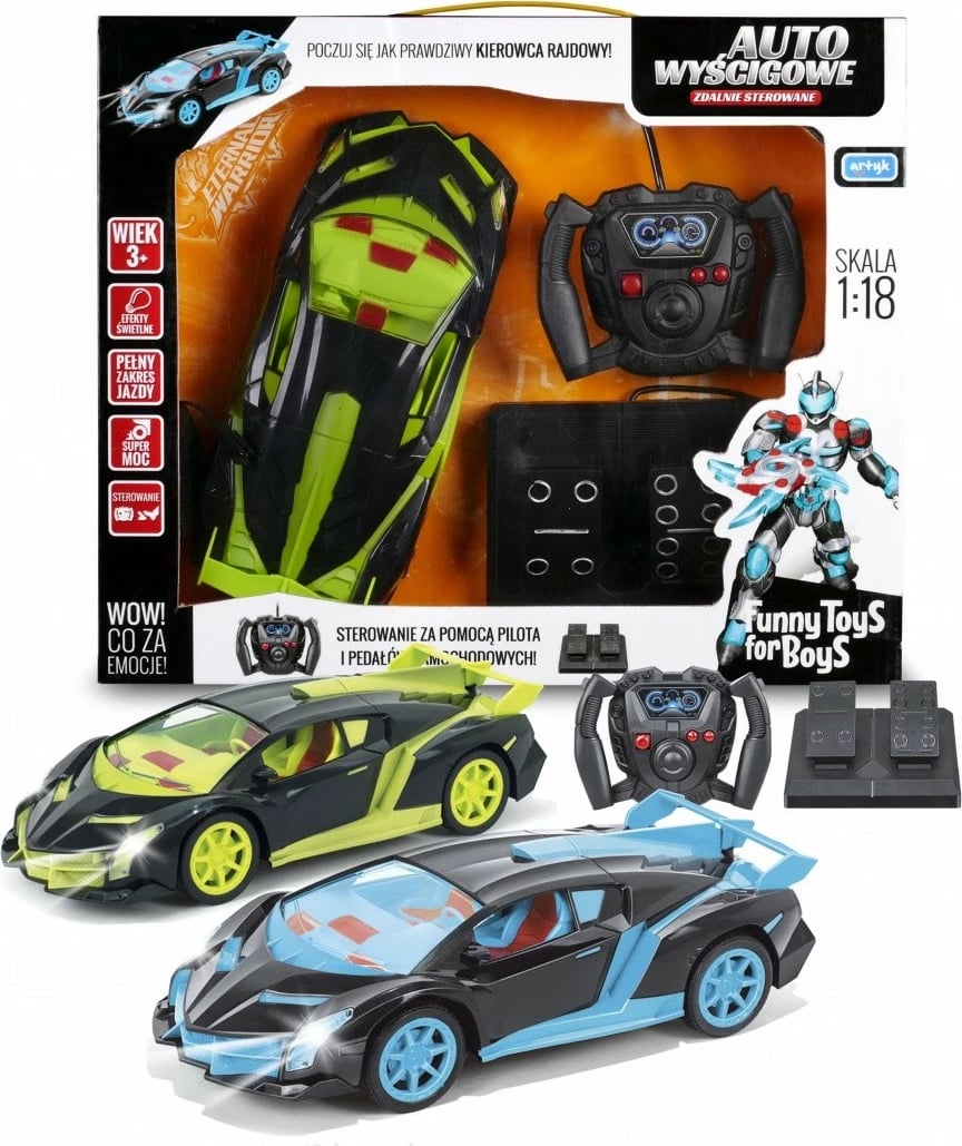 Makine me telekomandë Artyk Funny Toys for Boys, 1:18, plastike, kaltër ose e gjelbër