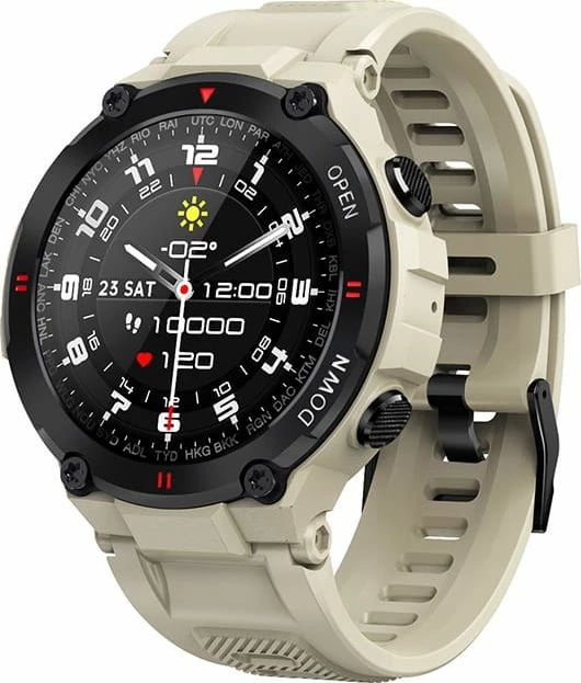SmartWatch GARETT SPORT TACTIC BEIGE (Waterproof IP67, 1.28" Touch)