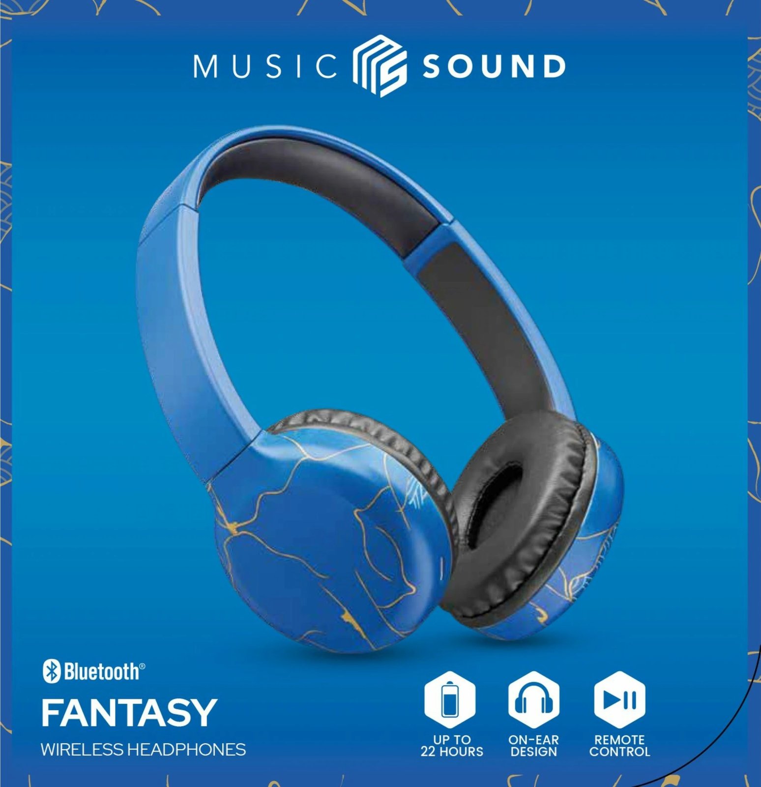 Kufje Cellular Line Music Sound wireless, Bluetooth, mikrofon, 282g, kaltër