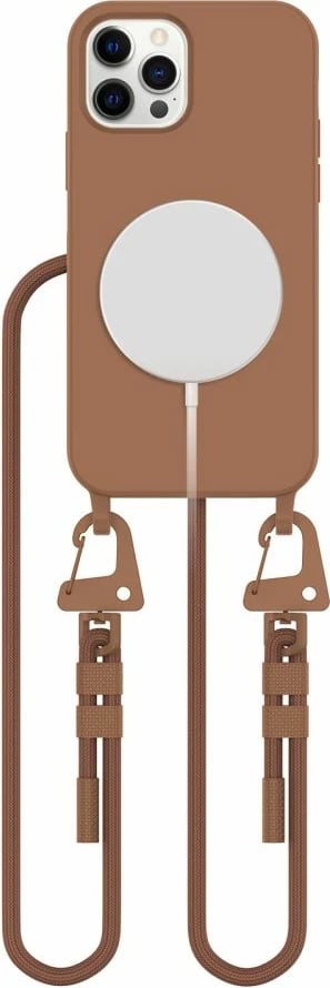 Mbështjellës Tech-Protect Magnecklace për iPhone 12 / 12 Pro, MagSafe, Kafe, me litar