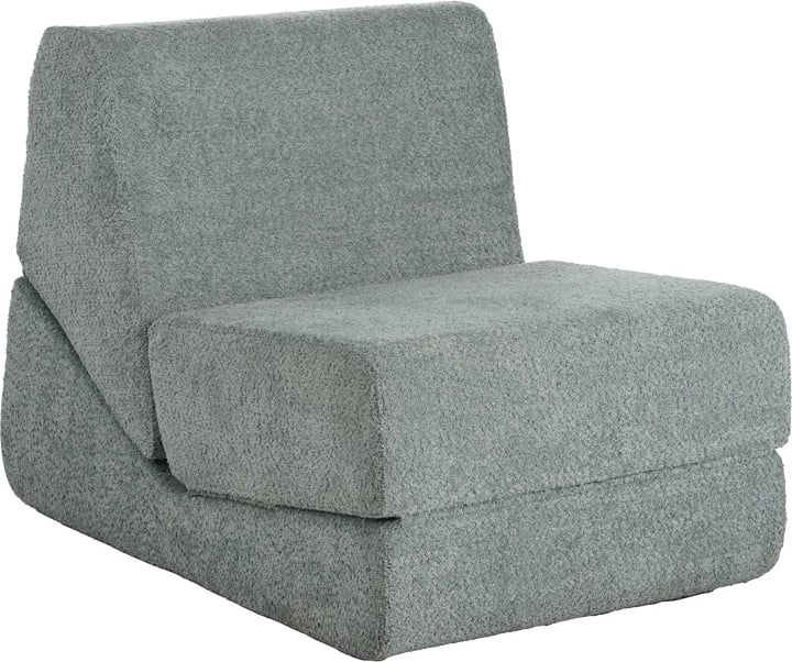 Fotel-krevat Ferderina, material stof, ngjyrë gri e çelët, 66x102x73cm