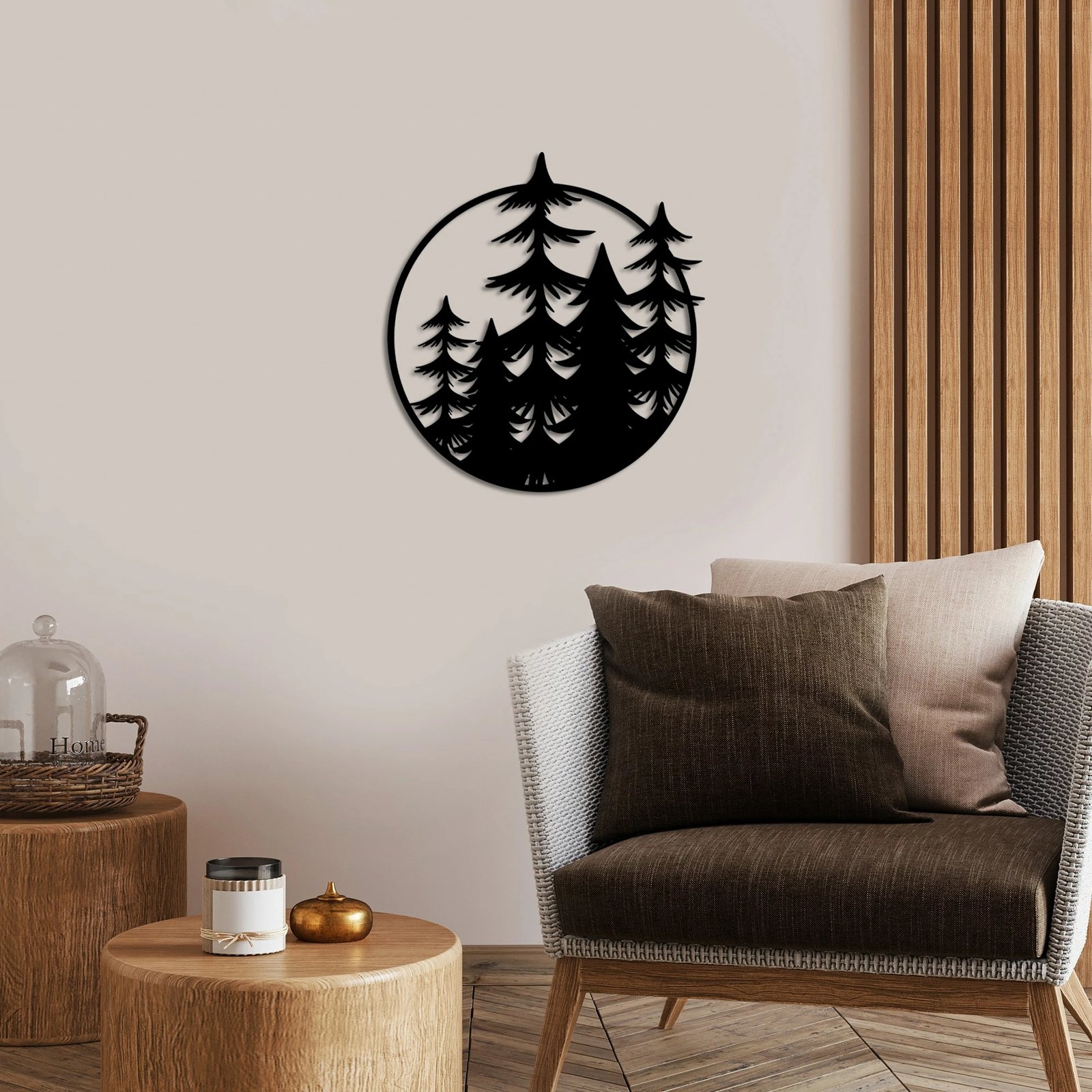 Aksesor dekorativ metalik për mur, Wallity, pemë, madhësia L