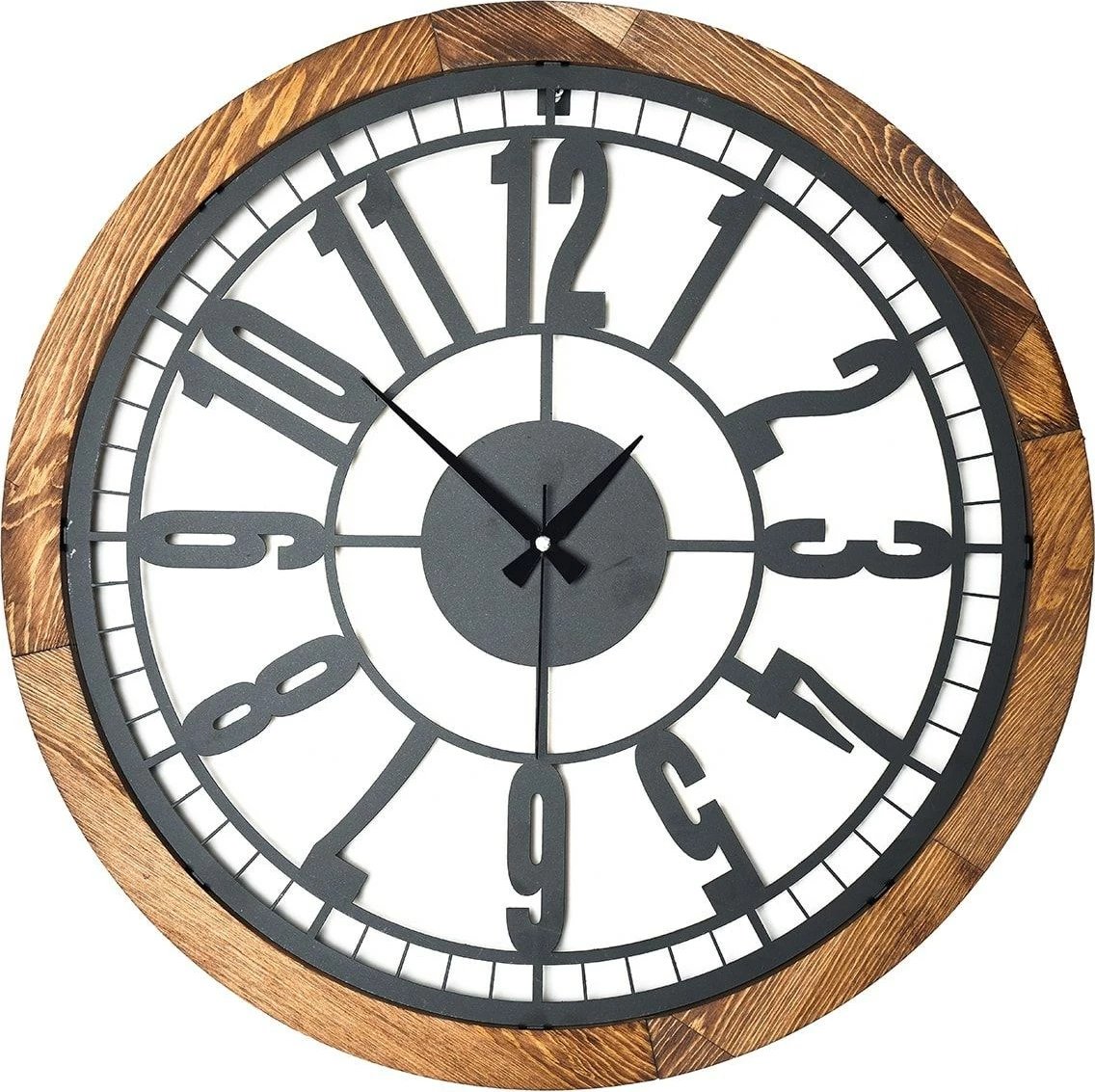 Orë muri dekorative prej metali, Wallity, Myk1192-10, ngjyrë arre dhe e zezë, 55x55cm