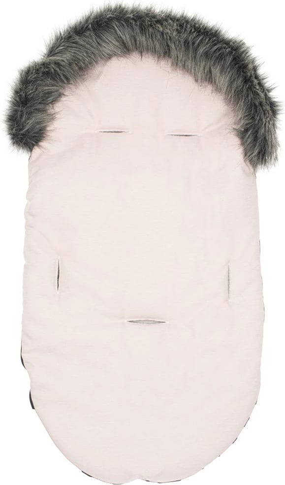 mbulesë dimri për karrocë NEW BABY me kapuç me gëzof sintetik, universale, e papërshkueshme nga uji dhe era, 90x49 cm, rozë e zbehtë