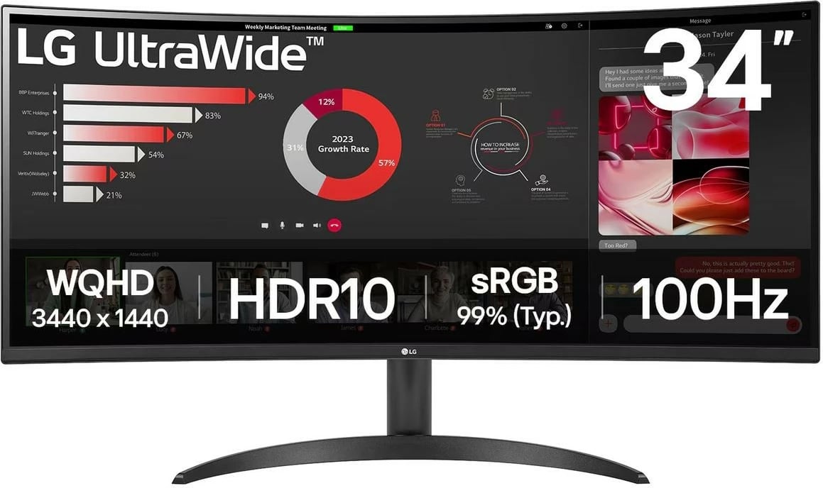 Monitor LG 34WR50QK-B, 34 inç, UltraWide, QHD, HDR10, i zi