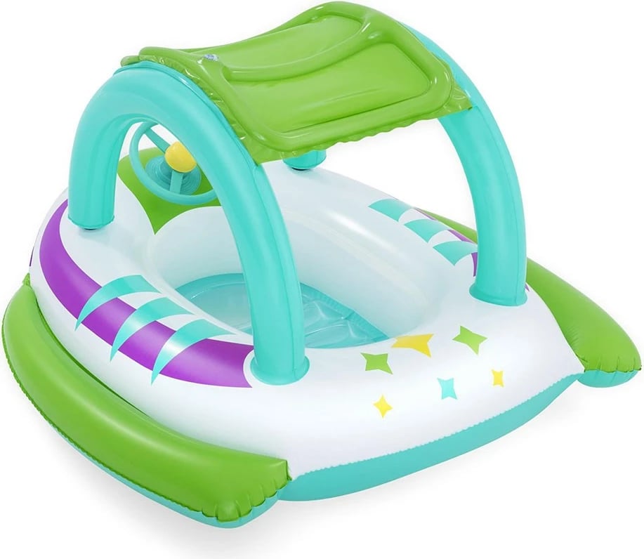 Varkë e fryrë për fëmijë me tendë, Bestway, 107 x 112 cm, shumëngjyrëshe