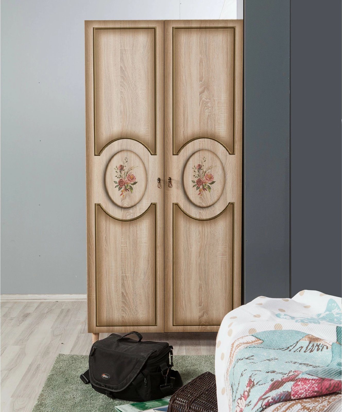 Dollap Hanah Home, stil modern, ngjyrë lisi sonoma, 90x192x52cm