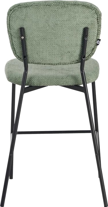 Karrige për bar Cathair, pëlhurë bouclé, ngjyrë e gjelbër, këmbë metalike të zeza, 48x54x100cm