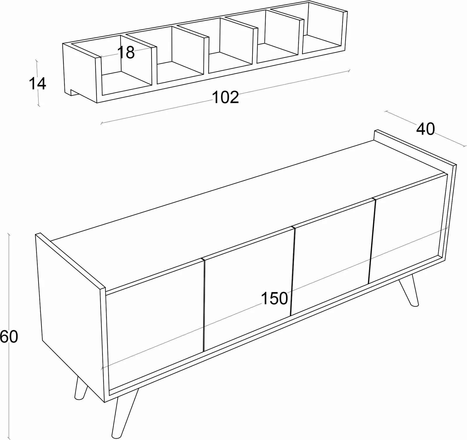 Konsolë moderne me rafte, ngjyrë e bardhë, Skye Decor Siena