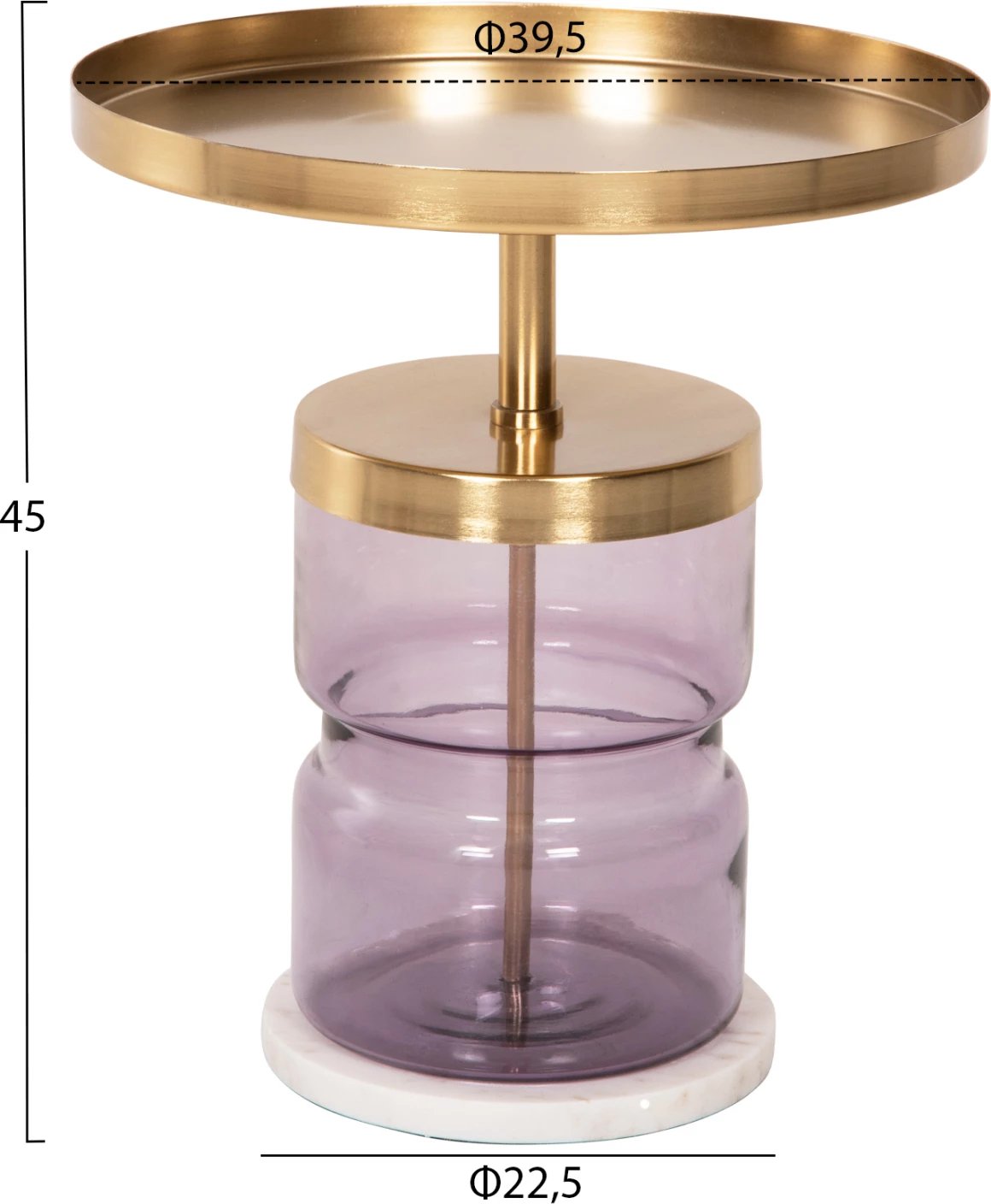 Tavolinë anësore HAILEY FH9729 xham-metali në ar Φ39,5x45Hcm