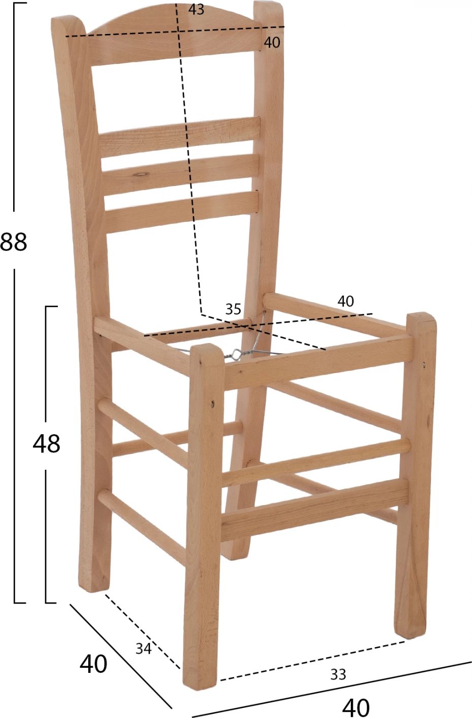 Karrige për kafene, skelet i papërpunuar, FH5575.02, 40x40x88 cm