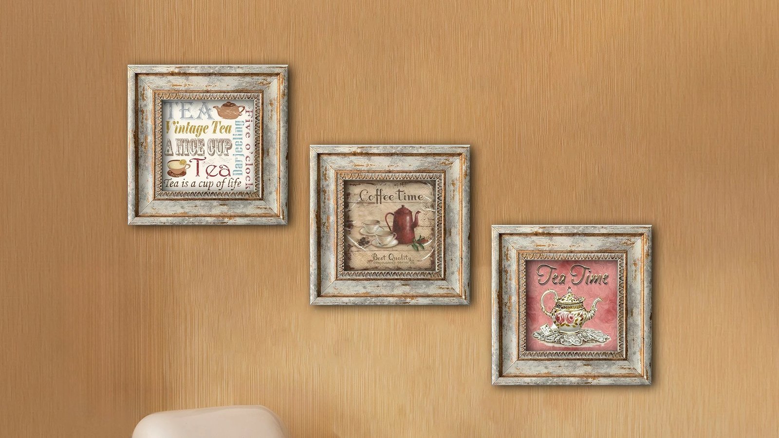 Pikturë dekorative me kornizë MDF (3 copë), Wallity, Huhu323, 20x20