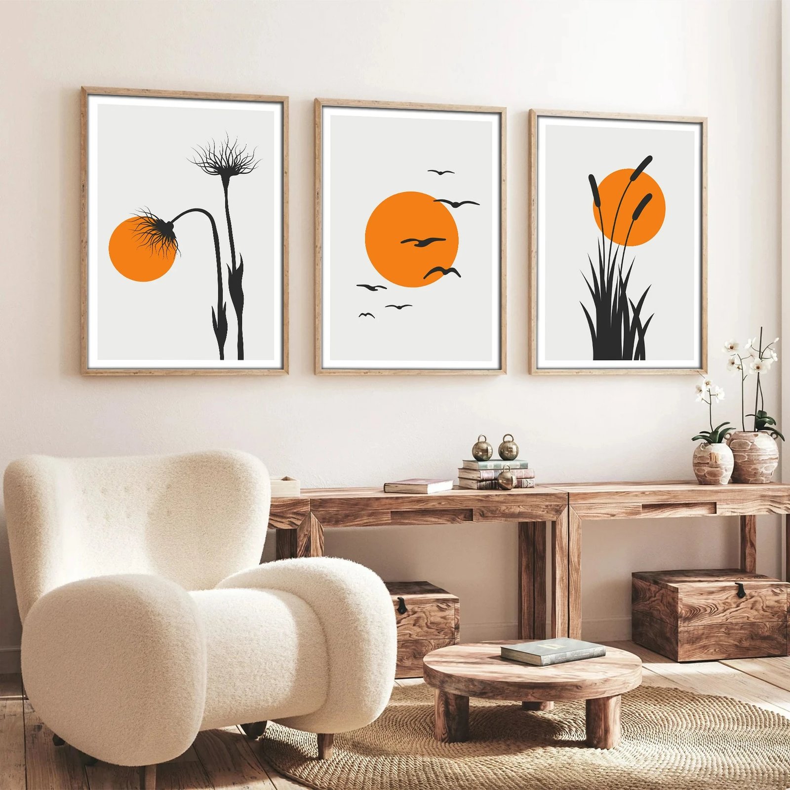 Pikturë dekorative me kornizë MDF (3 copë), Wallity, Huhu228, 20x30cm