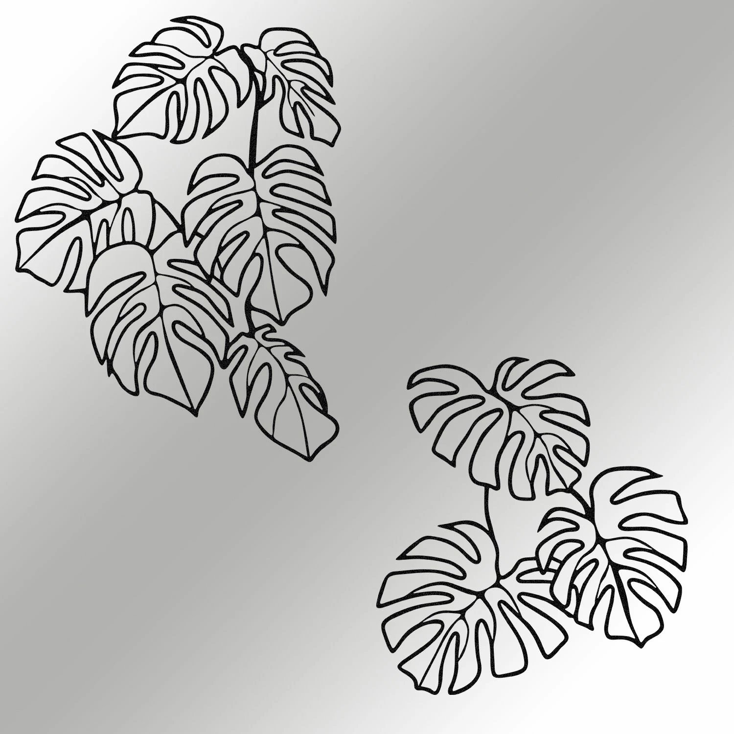 Aksesor dekorativ metalik për mur, Spirit Leaf, Wallity, ngjyrë e zezë, set 2 copë