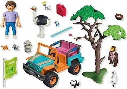 Set lodrash, Playmobil 71854 Animals & Friends, 49 pjesë, 4+, plastikë, veturë terreni me kafshë, shumëngjyrësh
