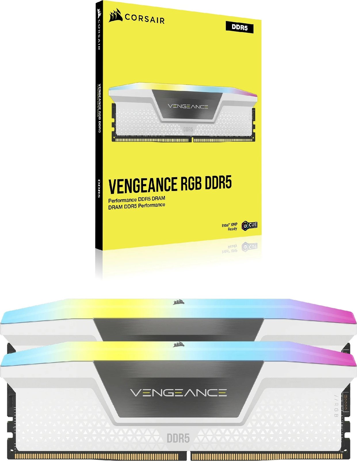 RAM Memorje Corsair Vengeance RGB 32GB (2x16GB) DDR5 6000MHz CL30 bardhë RAM Memorje Corsair Vengeance RGB 32GB (2x16GB) DDR5 6000MHz CL30 bardhë