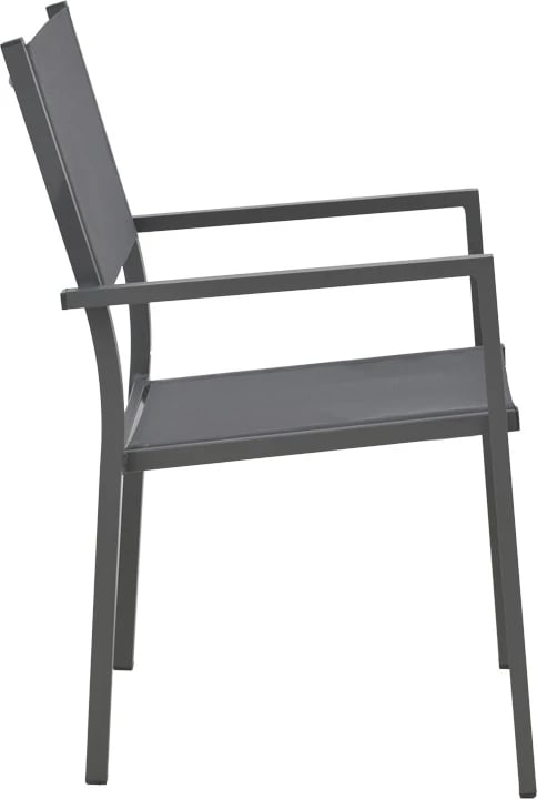 Tavolinë me karrige për terasë Appa-Moly, alumin dhe dru kompensat, ngjyrë antracit, set prej 5 pjesësh, Φ120x74cm