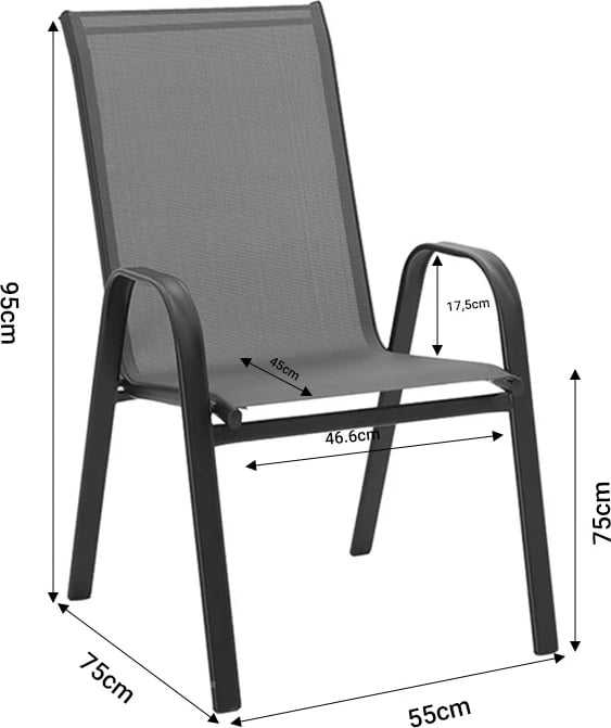 Tavolinë me karrige Watson-Calan set prej 3 copash metal-textilene kafe D60x70cm